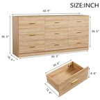 Okak Modern 8/9-Drawer Dresser with Gold Handles, Wide Bedroom Storage Chest for Living Room