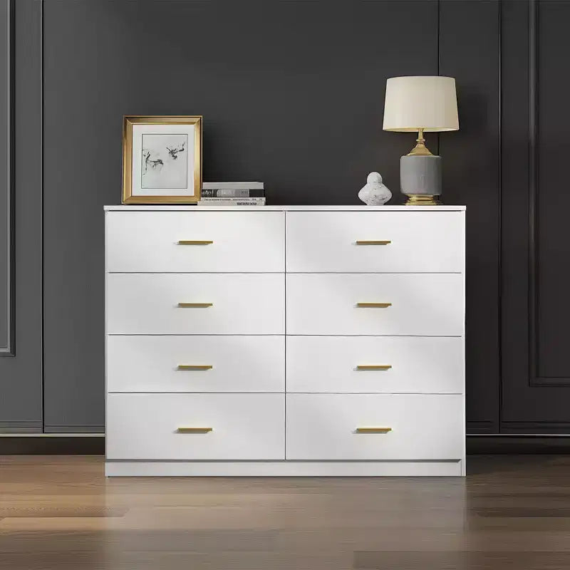 Okak Modern 8/9-Drawer Dresser with Gold Handles, Wide Bedroom Storage Chest for Living Room