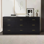 Okak Modern 8/9-Drawer Dresser with Gold Handles, Wide Bedroom Storage Chest for Living Room