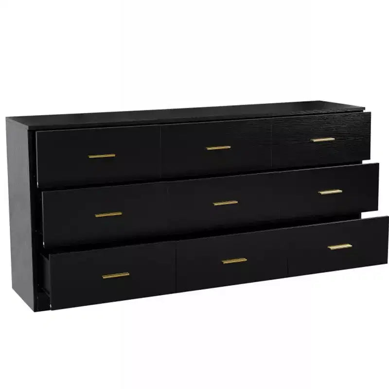 Okak Modern 8/9-Drawer Dresser with Gold Handles, Wide Bedroom Storage Chest for Living Room