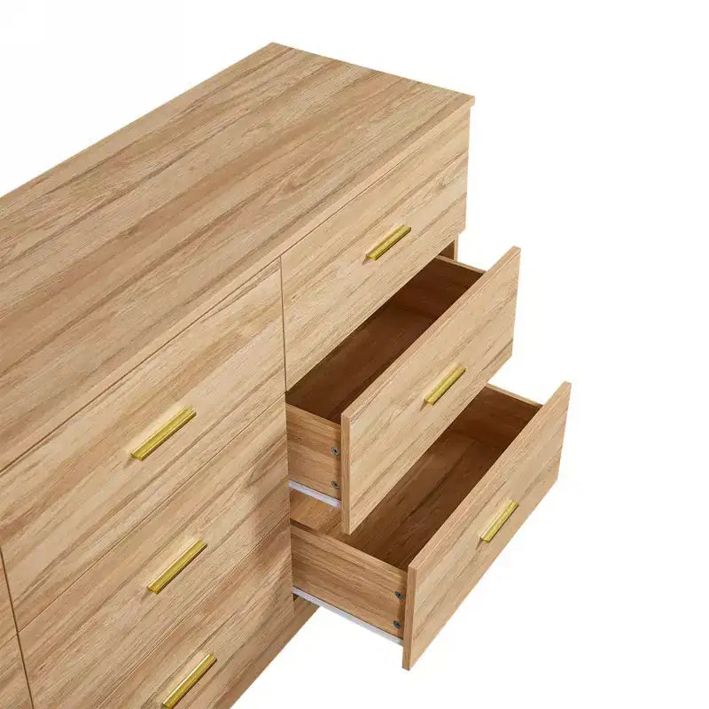Okak Modern 8/9-Drawer Dresser with Gold Handles, Wide Bedroom Storage Chest for Living Room