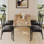 5-Pc Dining Table Set for 4-6 - Kitchen Table with Upholstered Bench, Compact for Small Spaces, Burlywood