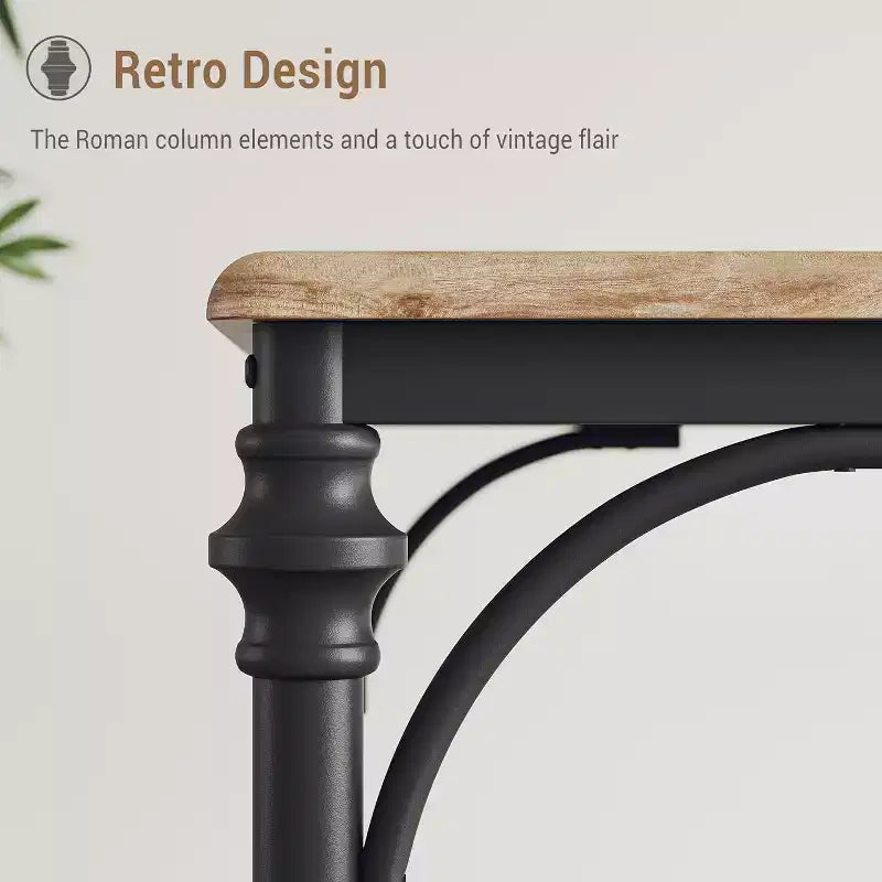 5-Pc Dining Table Set for 4-6 - Kitchen Table with Upholstered Bench, Compact for Small Spaces, Burlywood