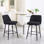 MAYEERTY Set of 2 Counter Height Swivel Bar Stools 360 Swivel Upholstered 25.6in Seat Height Linen Cloth Black for Kitchen Island Pub
