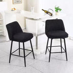MAYEERTY Set of 2 Counter Height Swivel Bar Stools 360 Swivel Upholstered 25.6in Seat Height Linen Cloth Black for Kitchen Island Pub