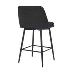MAYEERTY Set of 2 Counter Height Swivel Bar Stools 360 Swivel Upholstered 25.6in Seat Height Linen Cloth Black for Kitchen Island Pub