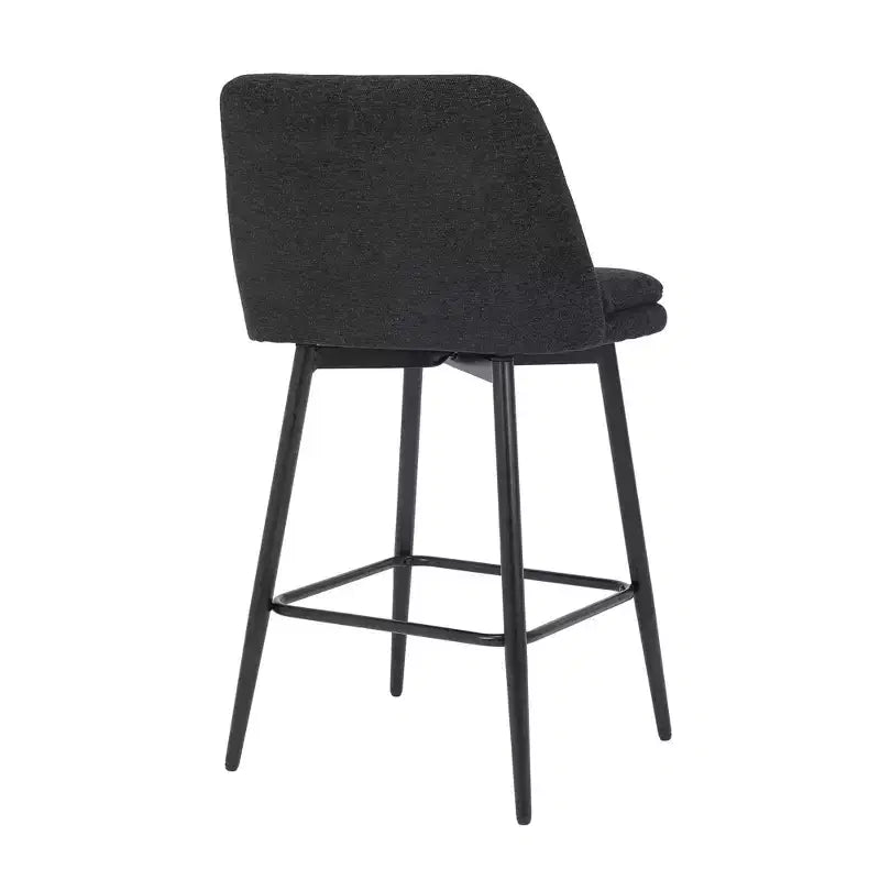 MAYEERTY Set of 2 Counter Height Swivel Bar Stools 360 Swivel Upholstered 25.6in Seat Height Linen Cloth Black for Kitchen Island Pub