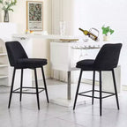 MAYEERTY Set of 2 Counter Height Swivel Bar Stools 360 Swivel Upholstered 25.6in Seat Height Linen Cloth Black for Kitchen Island Pub