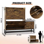 Shoe Cabinet with 2 Flip-Drawers & Storage Bench, Farmhouse Wood Freestanding Shoe Rack with 2 Hooks & Bottom Shelf for Entryway, Living Room