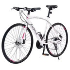 NAYSAYE Bicycle 24 Speed Hybrid Bike Disc Brakes Aluminum Frame for Men and Women for City Cycling, White, 67.32*14.56*39.37