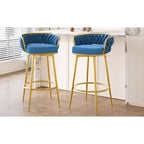 MAYEERTY Set of 2 Swivel Counter Height Bar Stools 31in Bar Height Hand Woven Blue for Kitchen Island