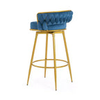 MAYEERTY Set of 2 Swivel Counter Height Bar Stools 31in Bar Height Hand Woven Blue for Kitchen Island