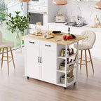 Kitchen Islands Carts On Wheels with Wood Top Rolling Cart with Storage Drawer, 2-Door Cabinet,Foldable Leaf,Mobile Workstation for Kitchen,Bar,Black