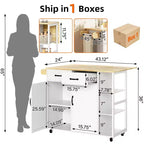 Kitchen Islands Carts On Wheels with Wood Top Rolling Cart with Storage Drawer, 2-Door Cabinet,Foldable Leaf,Mobile Workstation for Kitchen,Bar,Black