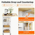 Kitchen Islands Carts On Wheels with Wood Top Rolling Cart with Storage Drawer, 2-Door Cabinet,Foldable Leaf,Mobile Workstation for Kitchen,Bar,Black