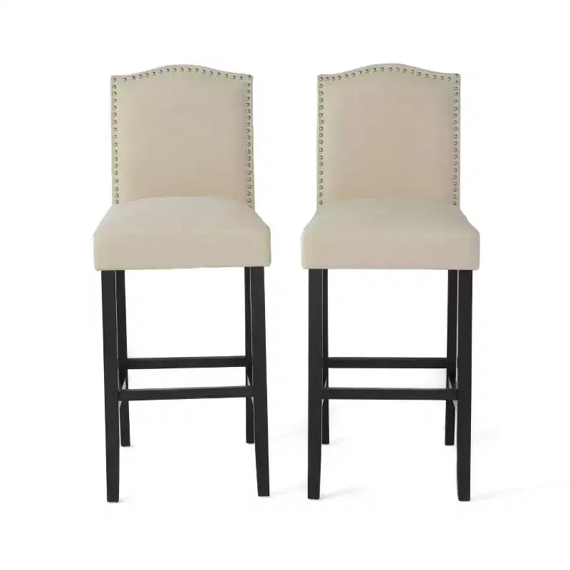 Christopher Knight Home Leona Upholstered Bar Stools with Nailhead Trim and Arched Back (Set of 2)