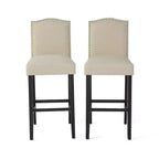 Christopher Knight Home Leona Upholstered Bar Stools with Nailhead Trim and Arched Back (Set of 2)