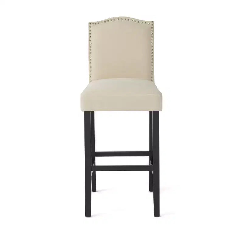 Christopher Knight Home Leona Upholstered Bar Stools with Nailhead Trim and Arched Back (Set of 2)