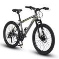 NAYSAYE Bicycle 24 Inch Mountain Bike 21 Speeds Steel Frame for Boys and Girls for Off Road Adventures, Gray, 56.3*7.88*28.35