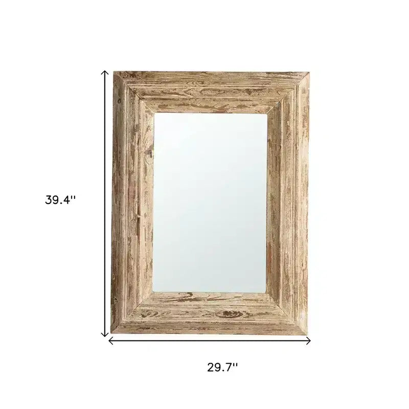 HomeRoots 39 Natural Distressed Wood Framed Accent Mirror