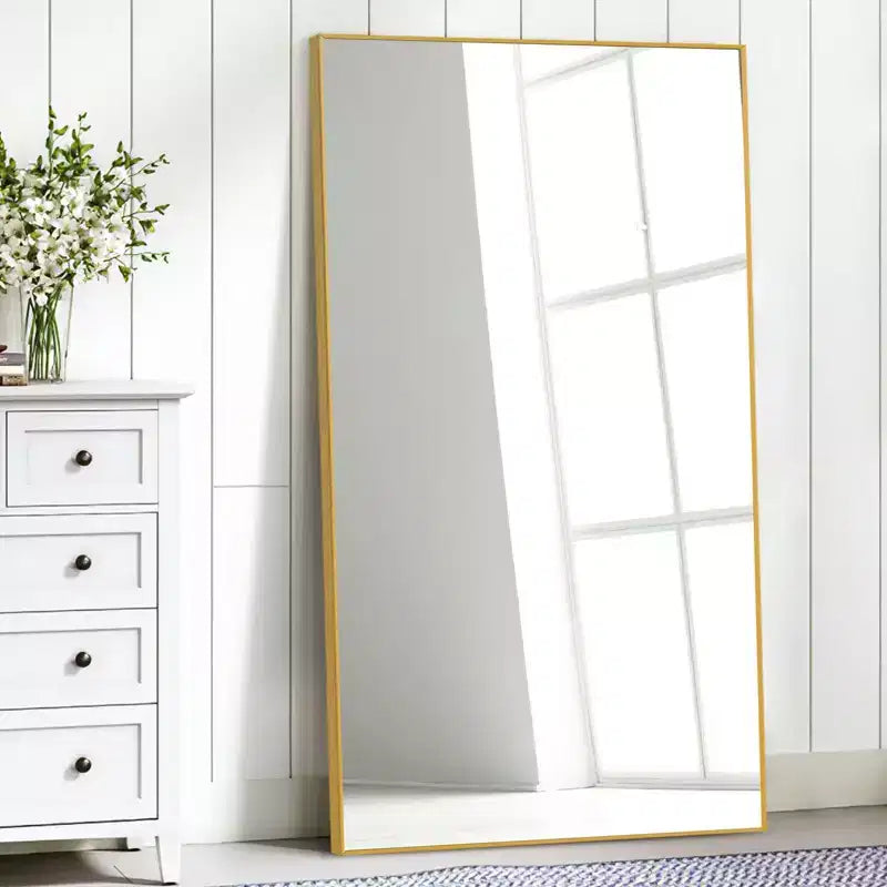 PexFix 51x31 Aluminum Fine Edge Right Angle Rectangle Full Length Mirror-Without Stand