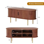 TV Stand, Modern TV Console Table with Storage Compartment and Sliding Door, Gaming Entertainment Center with Cabinet for Living Room, Bedroom