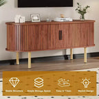 TV Stand, Modern TV Console Table with Storage Compartment and Sliding Door, Gaming Entertainment Center with Cabinet for Living Room, Bedroom
