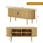 TV Stand, Modern TV Console Table with Storage Compartment and Sliding Door, Gaming Entertainment Center with Cabinet for Living Room, Bedroom