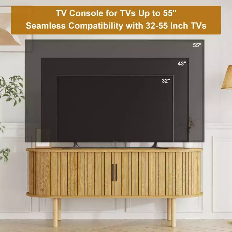 TV Stand, Modern TV Console Table with Storage Compartment and Sliding Door, Gaming Entertainment Center with Cabinet for Living Room, Bedroom