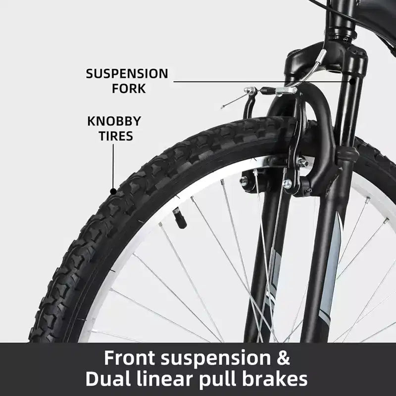 hykolity Mountain Bike 26 pollici Bici Sportiva 18 Velocità Mtb Ciclismo per Uomini Adulti Donne Età 14+ Bici Sportive da Esterno Nere Doppia Sospensione Completa
