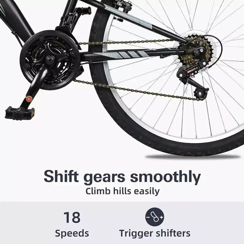 hykolity Mountain Bike 26 pollici Bici Sportiva 18 Velocità Mtb Ciclismo per Uomini Adulti Donne Età 14+ Bici Sportive da Esterno Nere Doppia Sospensione Completa