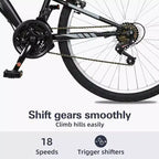 hykolity Mountain Bike 26 pollici Bici Sportiva 18 Velocità Mtb Ciclismo per Uomini Adulti Donne Età 14+ Bici Sportive da Esterno Nere Doppia Sospensione Completa