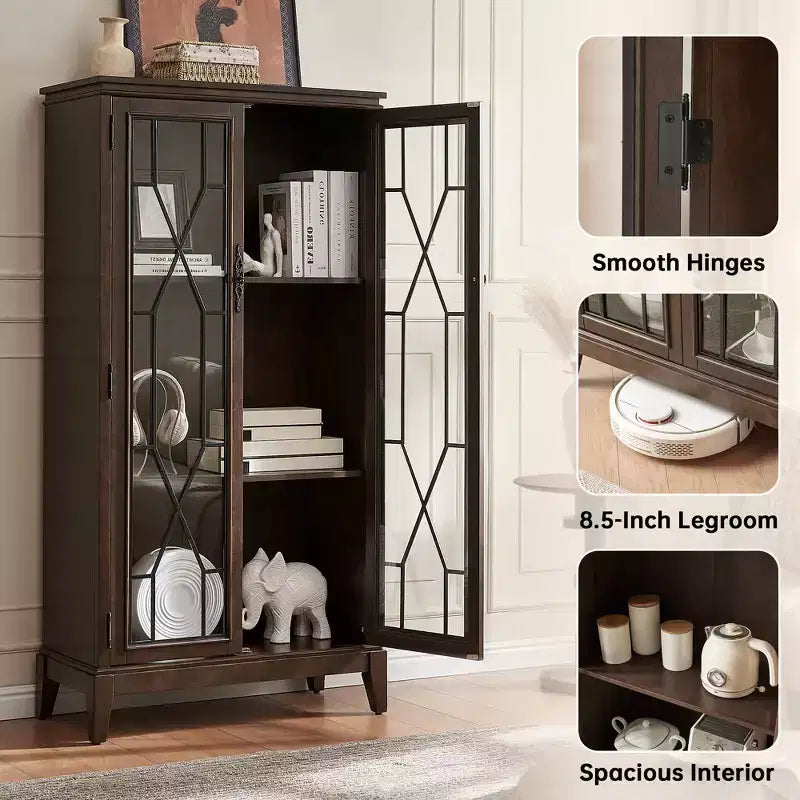 Elegant Finish Sideboard Buffet Cabinet with Adjustable Feet and Anti-Tip Device - Perfect Storage Solution for Dining Room or Living Area