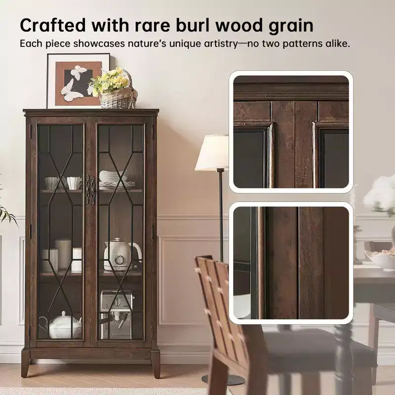Elegant Finish Sideboard Buffet Cabinet with Adjustable Feet and Anti-Tip Device - Perfect Storage Solution for Dining Room or Living Area