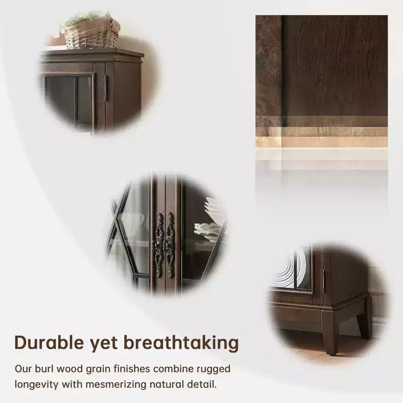 Elegant Finish Sideboard Buffet Cabinet with Adjustable Feet and Anti-Tip Device - Perfect Storage Solution for Dining Room or Living Area