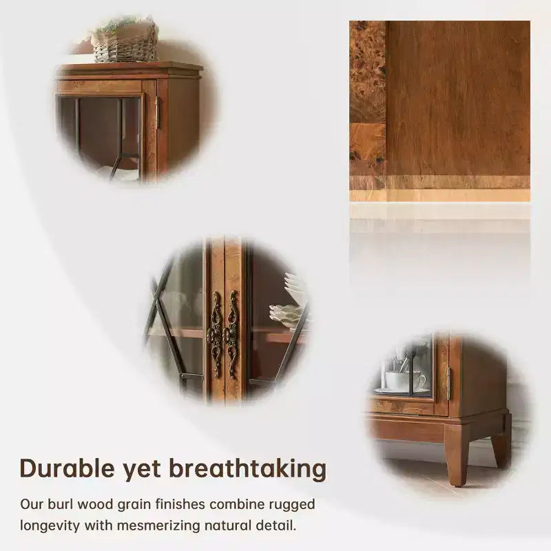Elegant Finish Sideboard Buffet Cabinet with Adjustable Feet and Anti-Tip Device - Perfect Storage Solution for Dining Room or Living Area