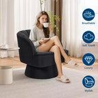 Acekool 360 Swivel Barrel Chair - Plush Teddy Velvet Lounge Chair