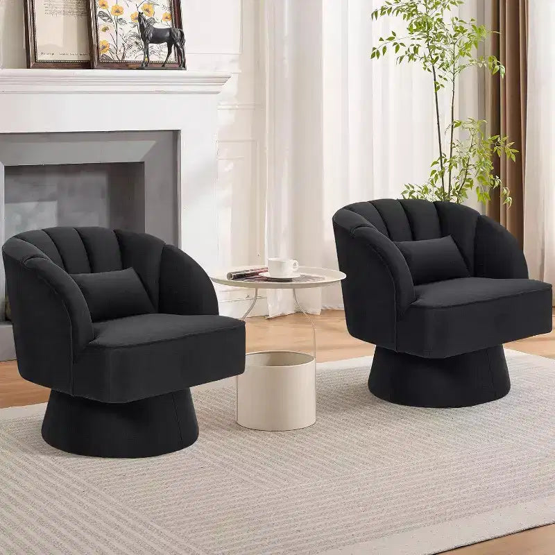 Acekool 360 Swivel Barrel Chair - Plush Teddy Velvet Lounge Chair