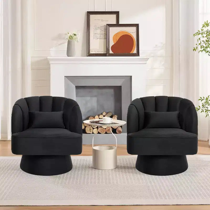 Acekool 360 Swivel Barrel Chair - Plush Teddy Velvet Lounge Chair