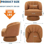 Acekool 360 Swivel Barrel Chair - Plush Teddy Velvet Lounge Chair