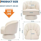 Acekool 360 Swivel Barrel Chair - Plush Teddy Velvet Lounge Chair