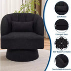 Acekool 360 Swivel Barrel Chair - Plush Teddy Velvet Lounge Chair