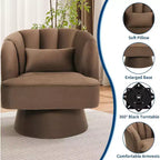 Acekool 360 Swivel Barrel Chair - Plush Teddy Velvet Lounge Chair