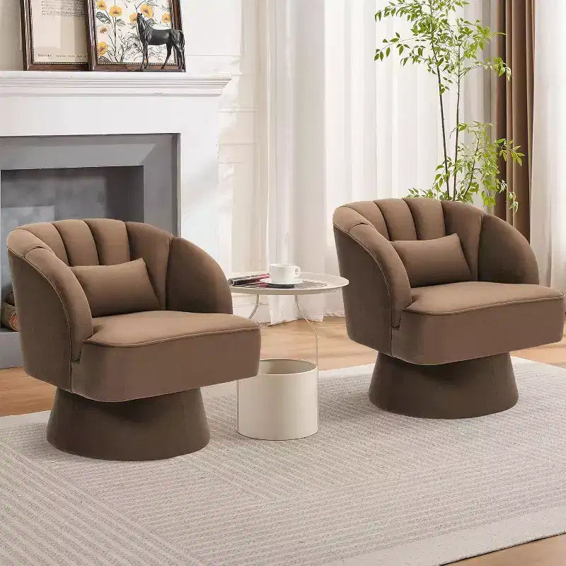 Acekool 360 Swivel Barrel Chair - Plush Teddy Velvet Lounge Chair