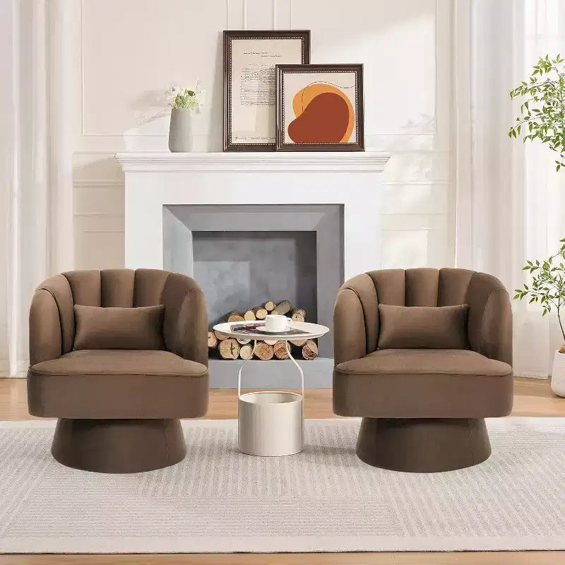 Acekool 360 Swivel Barrel Chair - Plush Teddy Velvet Lounge Chair