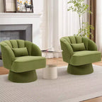 Acekool 360 Swivel Barrel Chair - Plush Teddy Velvet Lounge Chair