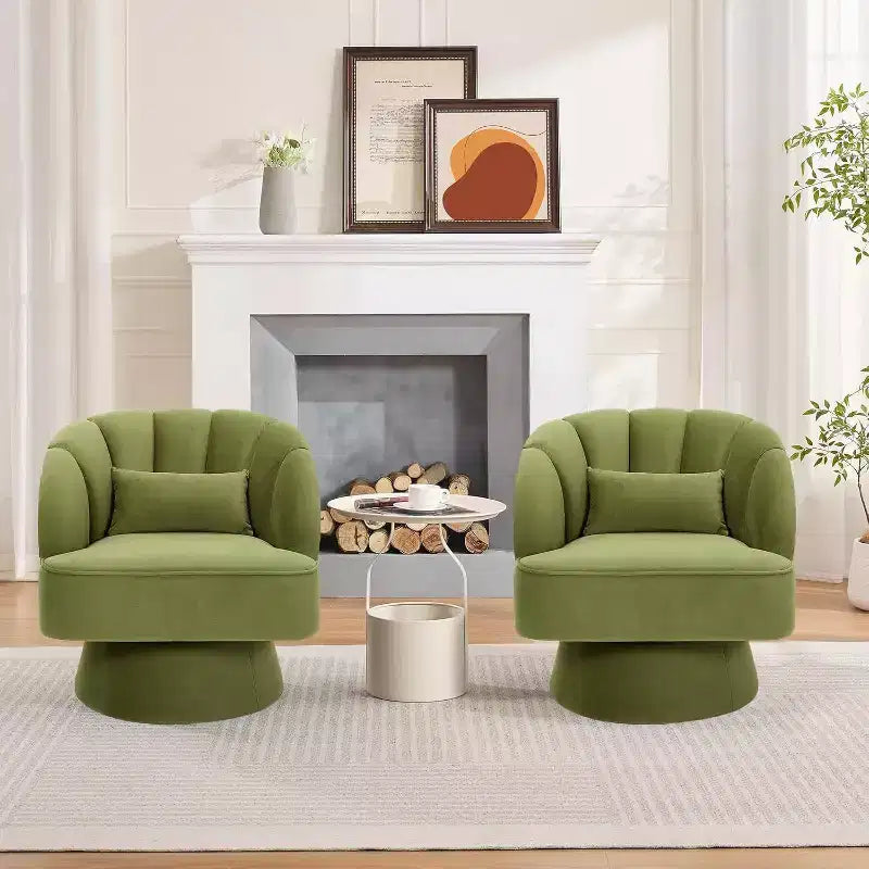 Acekool 360 Swivel Barrel Chair - Plush Teddy Velvet Lounge Chair