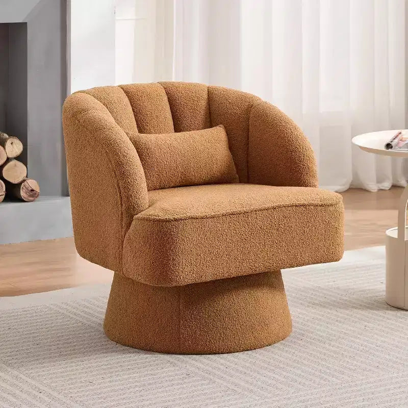Acekool 360 Swivel Barrel Chair - Plush Teddy Velvet Lounge Chair