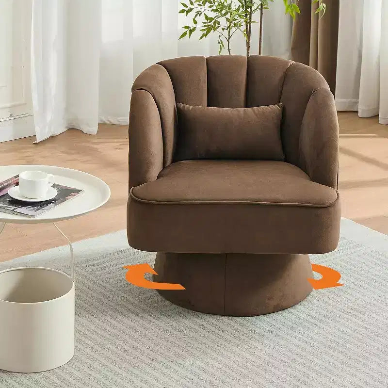 Acekool 360 Swivel Barrel Chair - Plush Teddy Velvet Lounge Chair