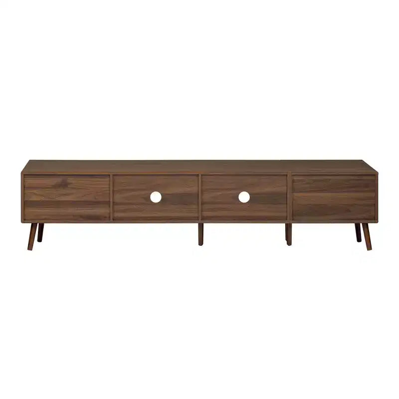 ModernLuxe TV Stand for TVs up to 85, Entertainment Center with Storage Cabinets & Glass-Doors, Media Console, Natural